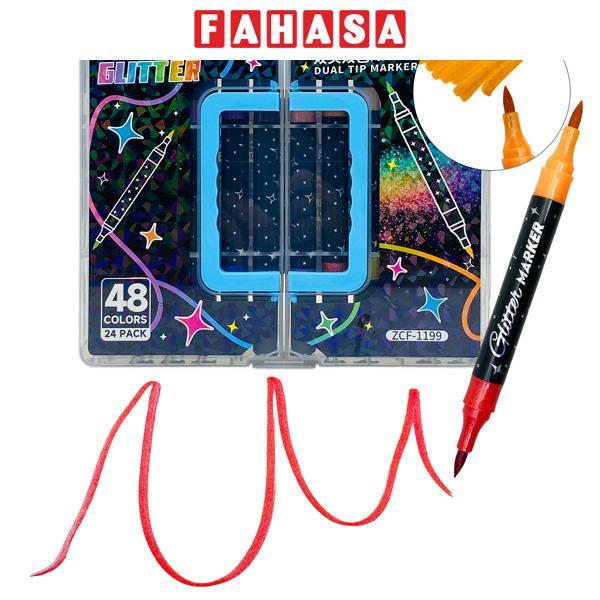 Hộp 48 Bút Lông Nhũ Kim Tuyến 2 Đầu - Truecolor ZCF-1199-48