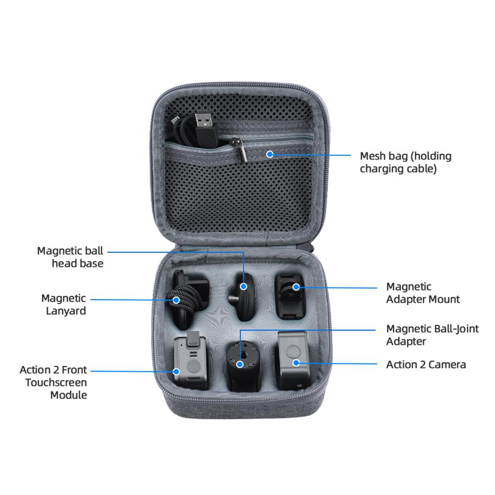 Túi lưu trữ camera thể thao cho DJI hành động 2 Case di động Case Túi xách tổ chức Phụ kiện hộp bảo vệ chống thấm nước