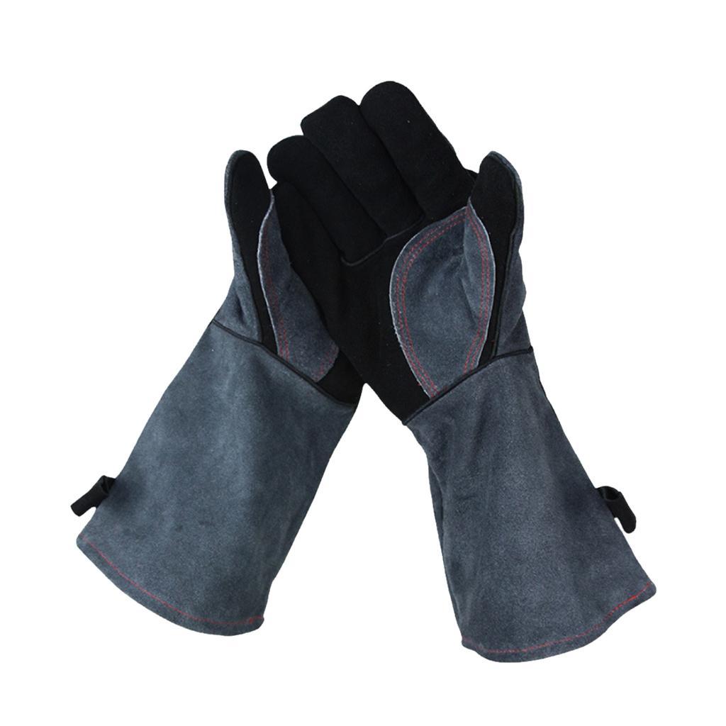Leather Labor Gloves, Working Safety Gloves, Heat Resistant Protective Welding Working Gloves -Black