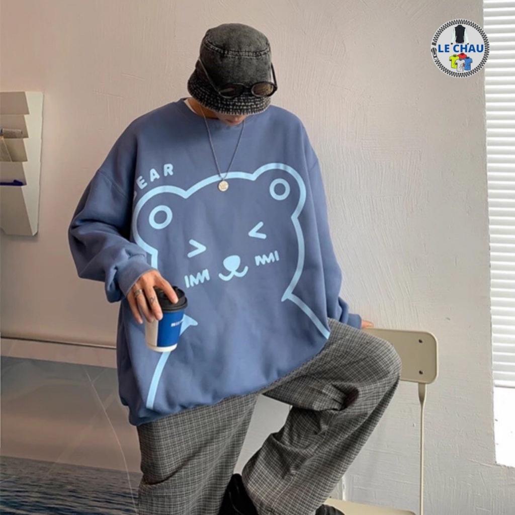 Áo sweater unisex form rộng ulzzang hottrend BEAR street style nam nữ chất nỉ ngoại mềm mỉn xịn rẻ đẹp