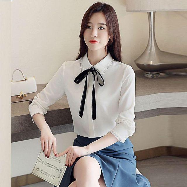 ÁO SƠ MI CÔNG SỞ NỮ CỔ SEN VIỀN BÈO