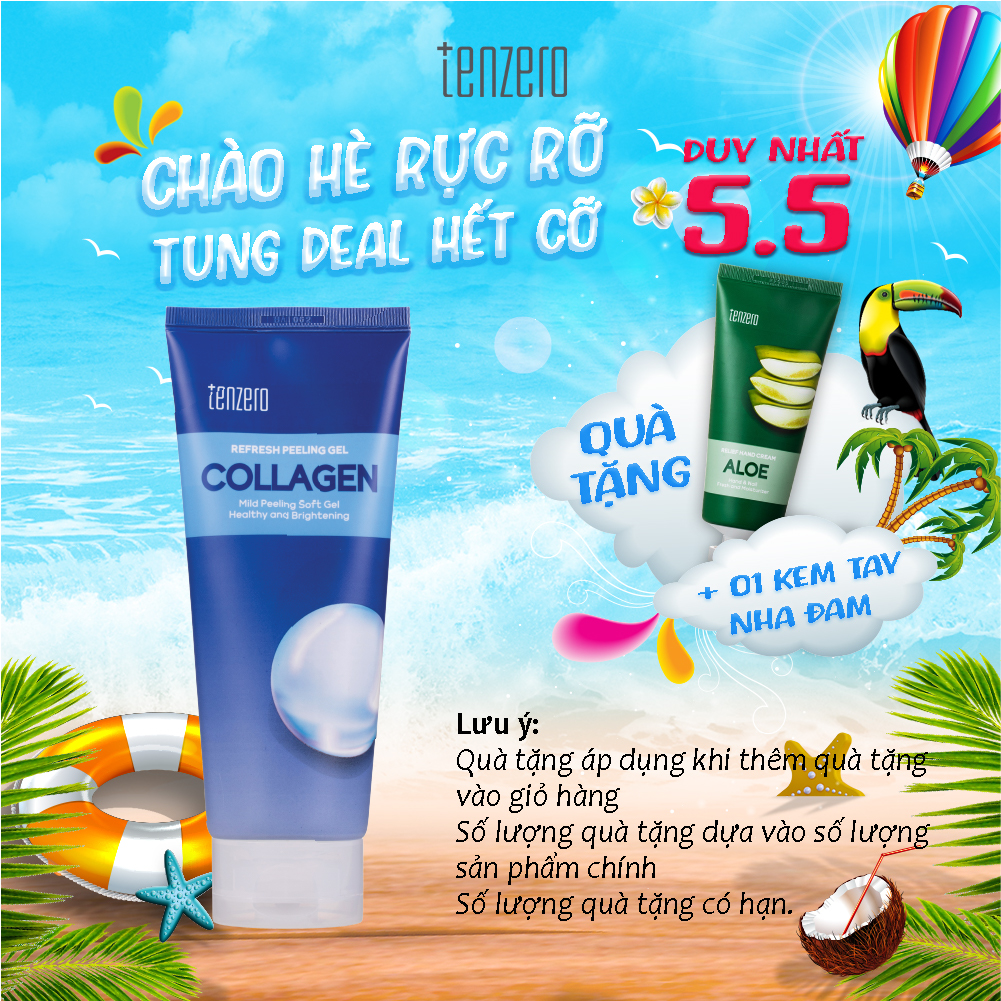 Gel Tẩy Tế Bào Chết Collagen Làm Sạch Da, Dịu Nhẹ Tenzero Refresh Peeling Gel Collagen 180ml