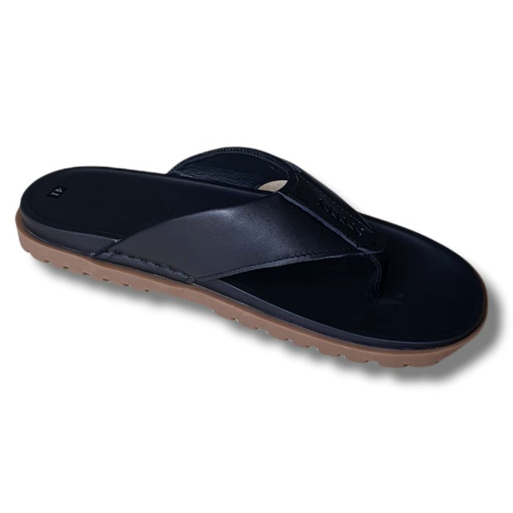 Dép Nam xỏ ngón Chính Hãng Trường Hải Đế Cao 2.5cm Quai dép da bò thật Màu Đen thời trang nam cao cấp N135Đ