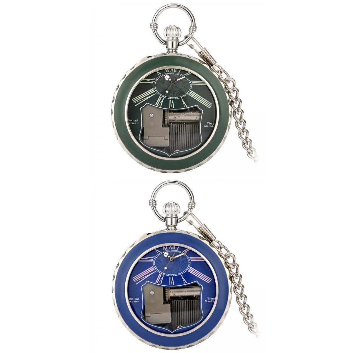 2Pieces Quartz Pocket Watch Musical Movement Retro for Graduation Son