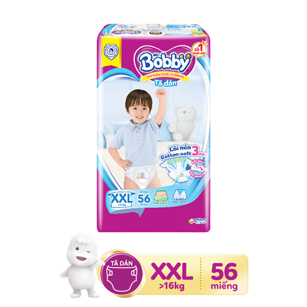 Combo 2 Tã dán Bobby Siêu thấm XXL56 dành cho bé trên 16kg