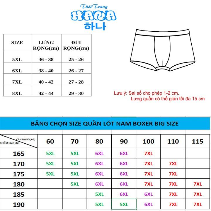 Quần lót nam boxer đùi lụa sữa cao cấp BIG SIZE SIZE LỚN (5xl đến 7xl) quan lot nam quần sip nam 65 đến 120 kg