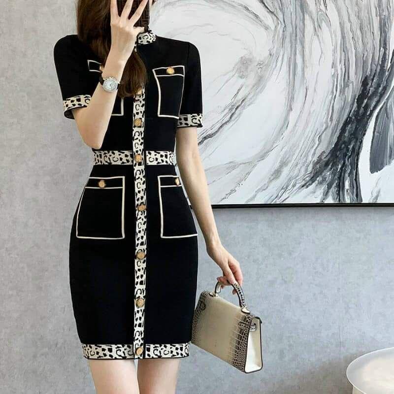 HÀNG NHẬP - ĐẦM LEN DỆT KIM BODY VIỀN BEO