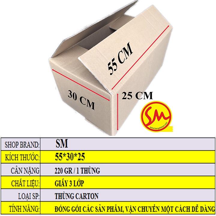 THÙNG CARTON, HỘP GIẤY CARTON 03 size dài 55cm 3 lớp sóng B chuyên dùng ĐÓNG GÓI CÁC SẢN PHẨM, VẬN CHUYỂN DỄ DÀNG