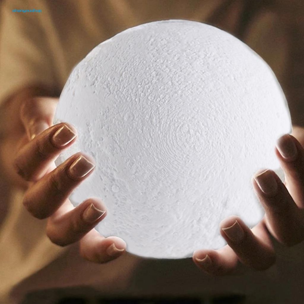 1 Bộ Đèn LED Hình Mặt Trăng 3D Tiết Kiệm Năng Lượng Có Thể Sạc Lại
