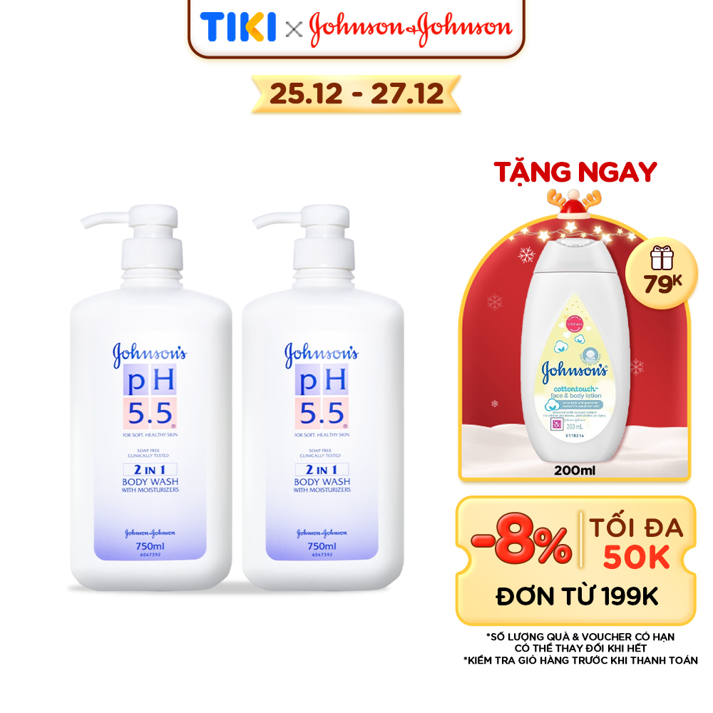 Combo 2 Sữa Tắm Người Lớn 2 Trong 1 Johnson's Adult Ph5.5 - Dung Tích 750mlx2