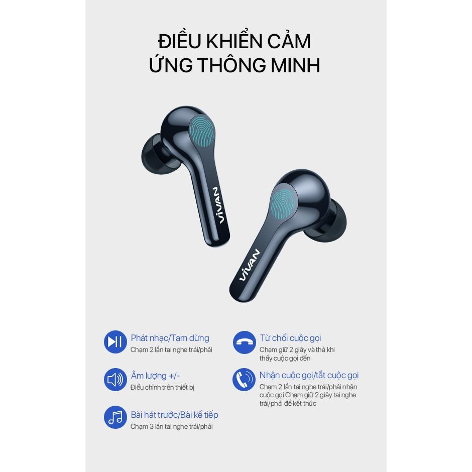 Tai Nghe Bluetooth Cảm Ứng TWS VIVAN Liberty, Playtime Đến 22H, Chống Nước IPX4 - Hàng Chính Hãng