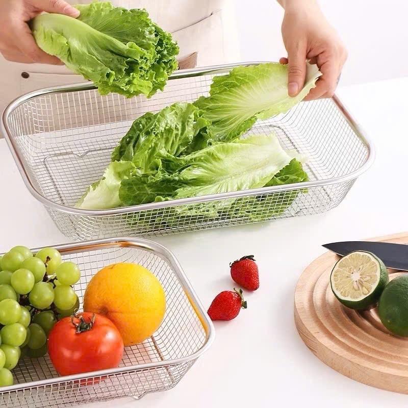 [ANHOTSHOP] Rổ Lưới Inox 304 Có Chân – Rổ Inox Đa Năng Ráo Dầu Nước, Đựng Rau Củ Đũa Tiện Lợi (Loại 1)