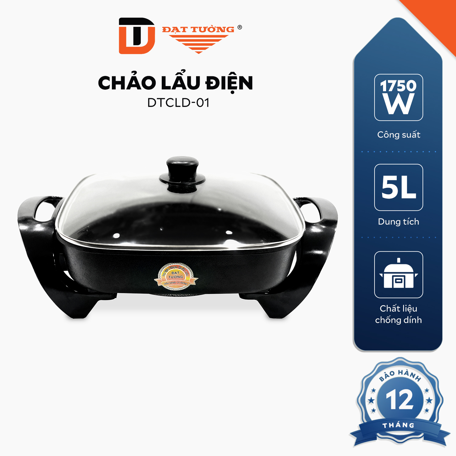 Chảo Lẩu Điện Vuông Đạt Tường - DTCLD01 - Hàng Chính Hãng