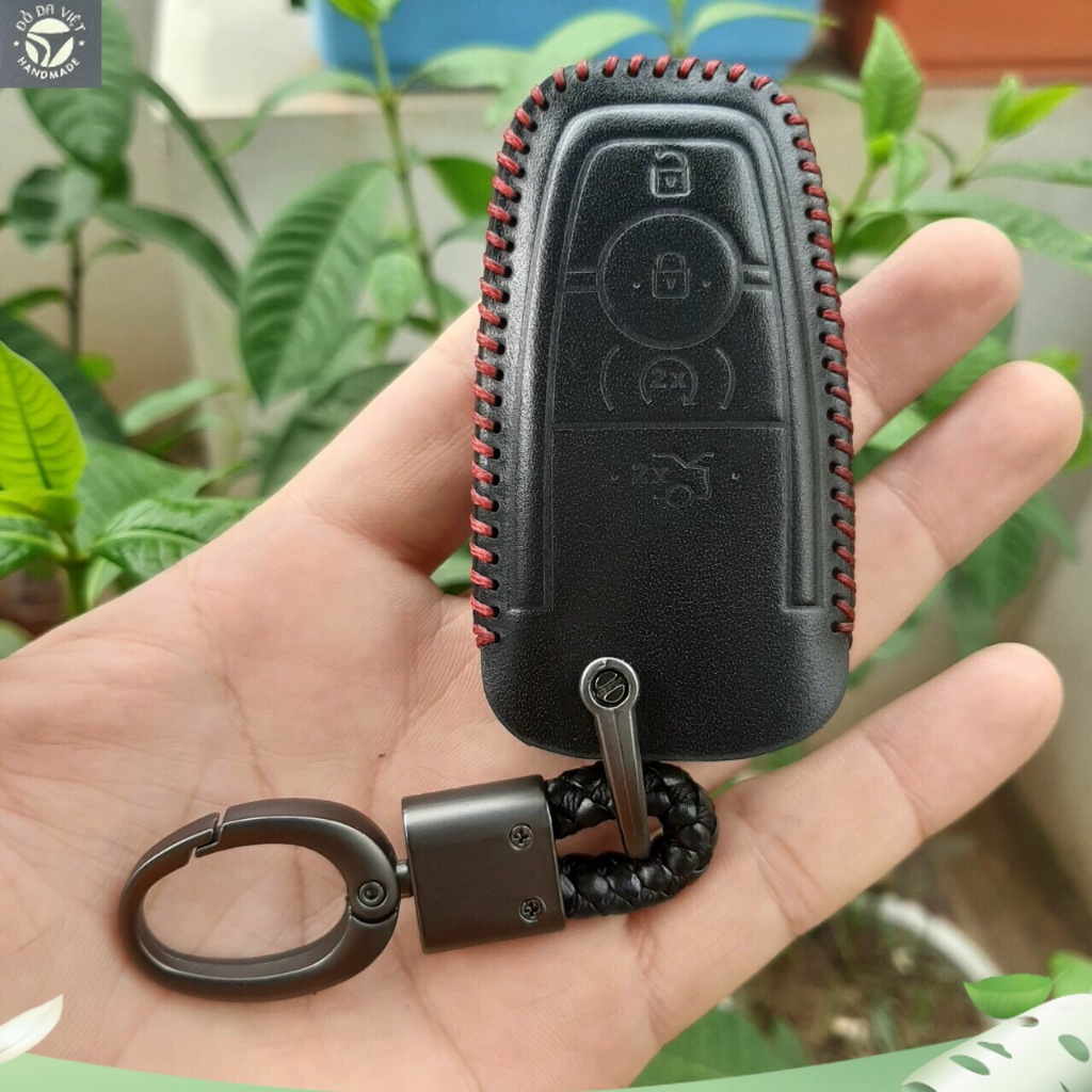 Bao Da Chìa Khóa Ford Ecosport, Raptor, Everest, Ranger, Explorer loại 4 nút; da bò thật, bảo hành 2 năm