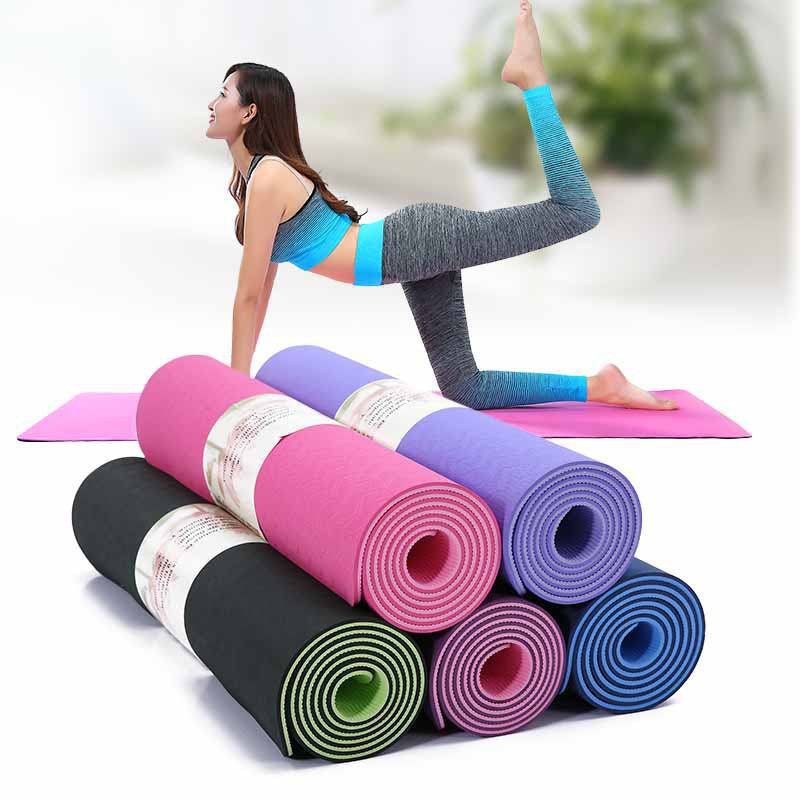 Thảm Tập Yoga Tập Gym Thể Dục Tại Nhà Chuyên Nghiệp Chống Trượt 2 Lớp Dày 6mm Chất Liệu Cao Su Non TPE Cao Cấp- Hàng Chính Hãng MINIIN