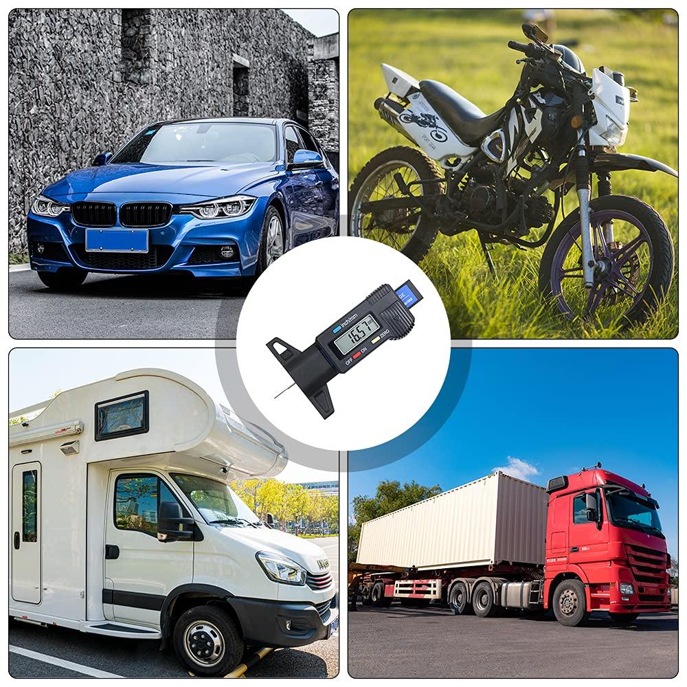 Đồng hồ đo lốp sâu, lốp lốp lốp xe đo, số lượng độ sâu LCD với ô tô, xe máy, xe tải, số liệu/inch, 0-25,4 mm