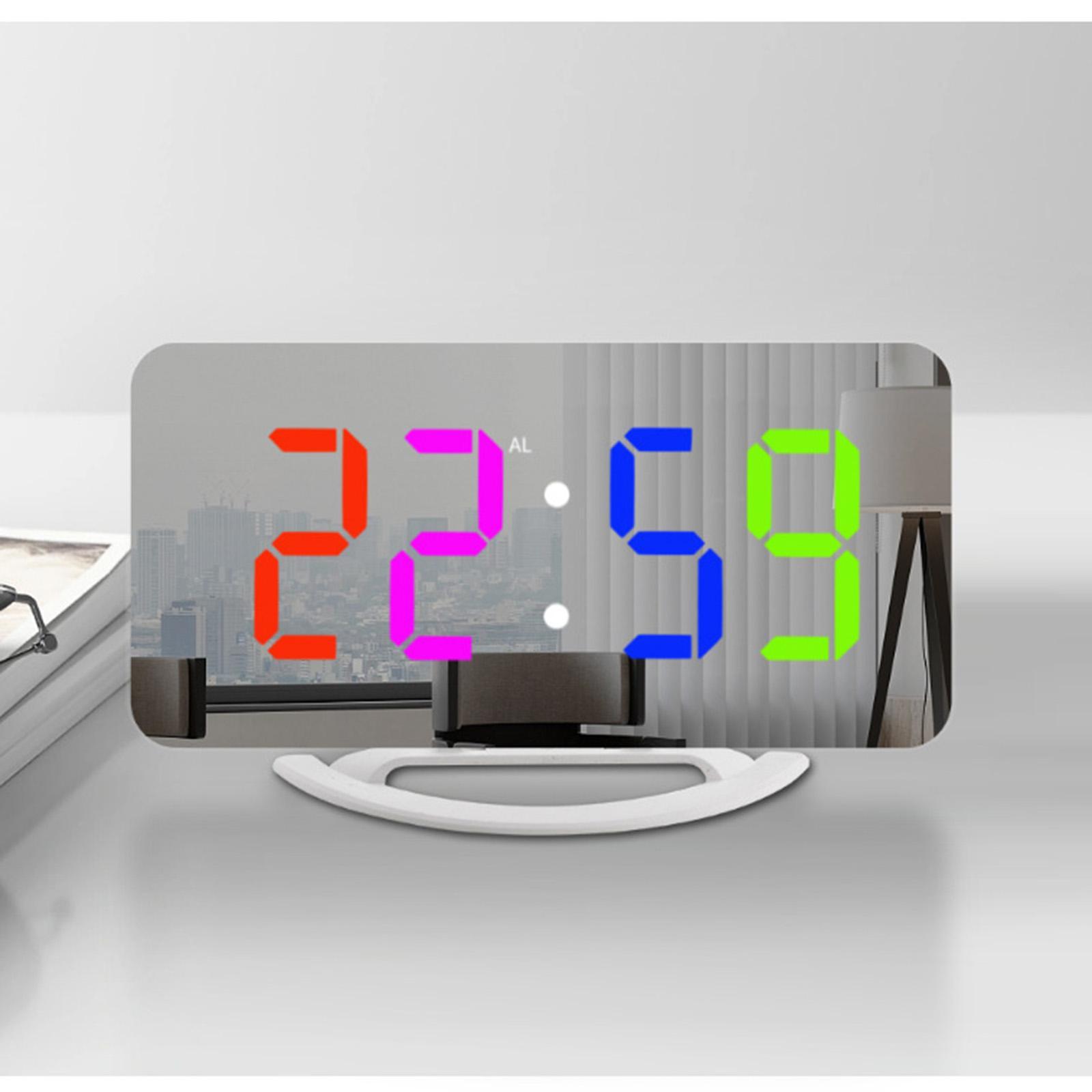 LED Alarm Clock Digital Clock Colorful Snooze Modern LED Clocks 12H 24H Display Electronic Desktop Clock for Hall Bedroom Wall Decor Teens
