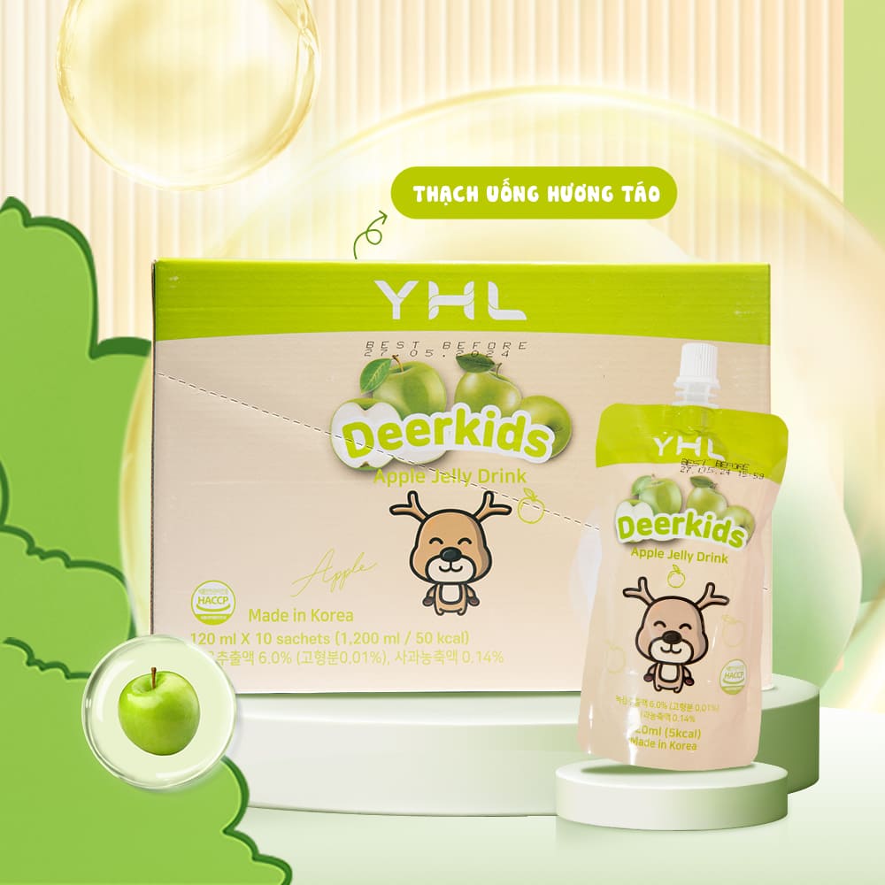 Thạch uống Deerkids nhung hươu hương táo YHL 10 gói Hàn Quốc