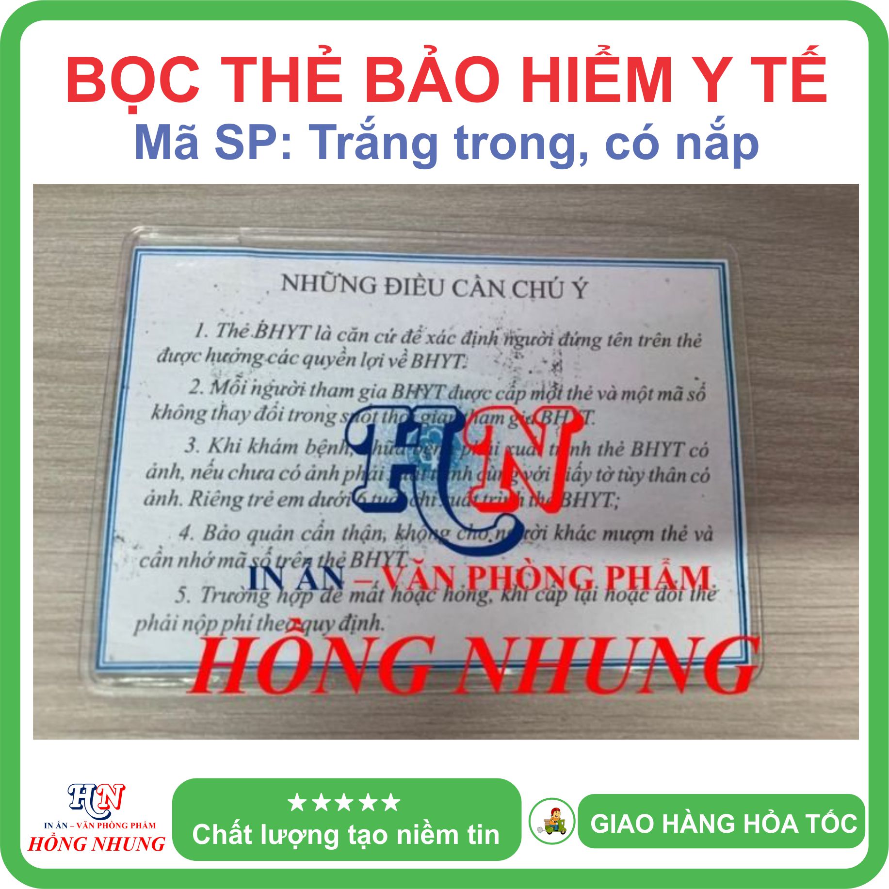 [SALE] Bọc thẻ Bảo hiểm y tế BHYT - Dẻo trong có nắp đậy chống nước