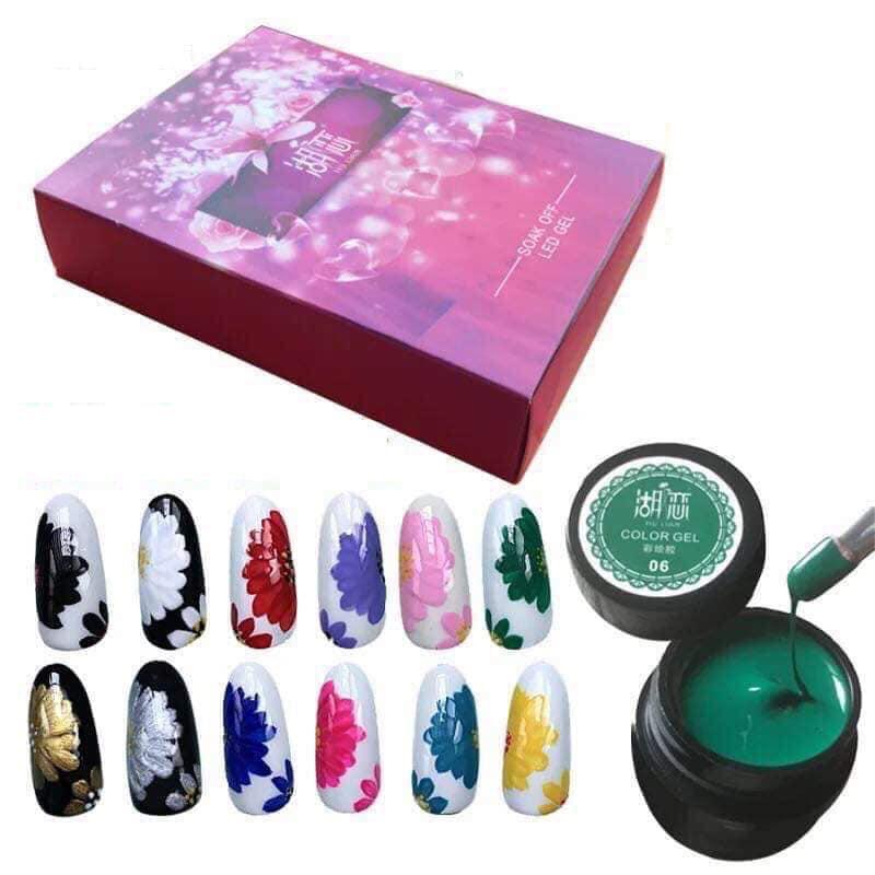 Gel Vẽ Nail, Vẽ Móng 12 Màu Siêu Đặc