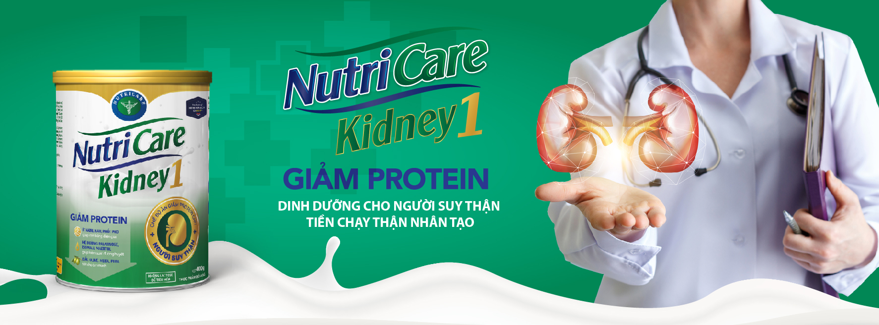 Sữa bột Nutricare Kidney 1 - dinh dưỡng cho người suy thận, tiền chạy thận nhân tạo (900g)