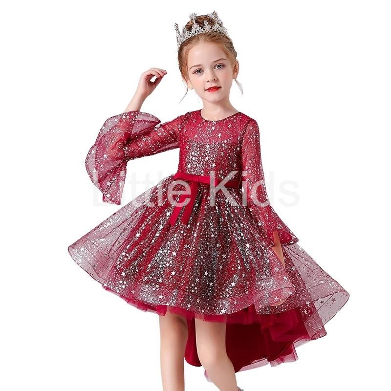 Váy đầm bé gái dễ thương, váy đuôi dài dự tiệc cho bé từ 6-12 tuổi màu đỏ