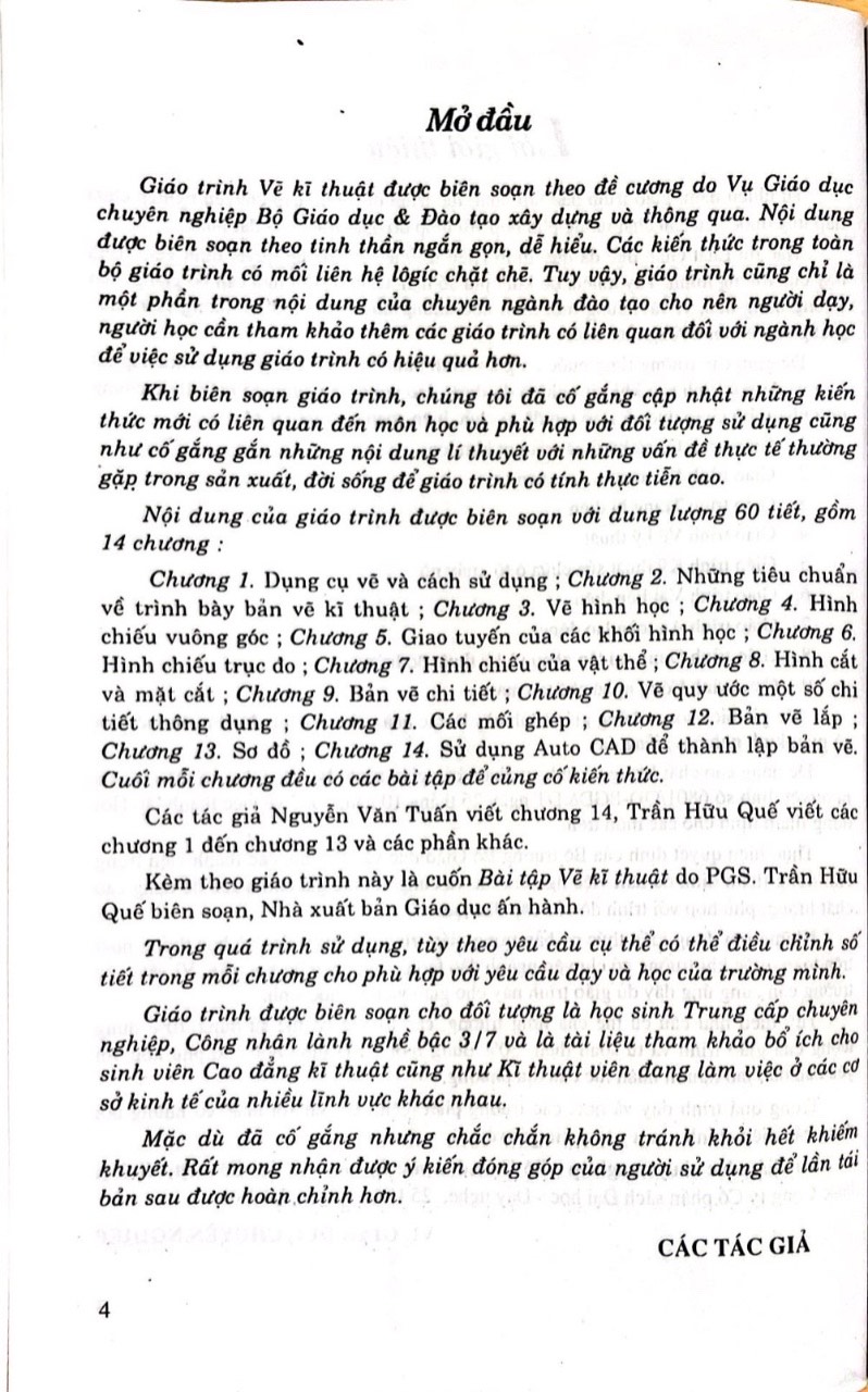 Giáo Trình Vẽ Kĩ Thuật - Sách Dùng Cho Các Trường Đào Tạo Hệ Trung Cấp Chuyên NGhiệp