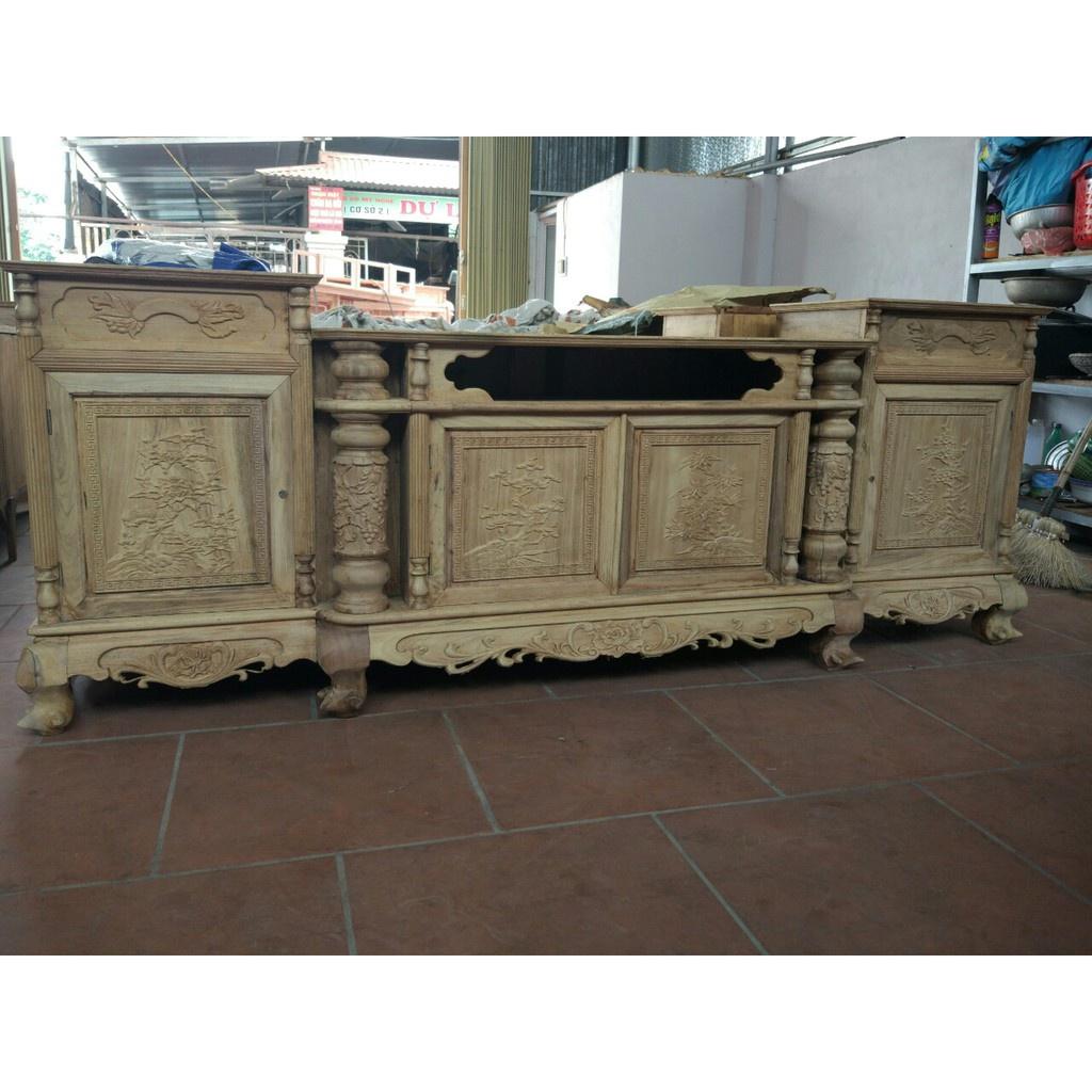 Kệ tivi cột nho gỗ gụ