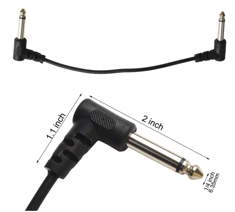 Dây Tín Hiệu - Dây Cáp Phơ / Effect - Dây Nối Guitar Pedal 30cm – Jack 6.35mm Đầu Cong 90°
