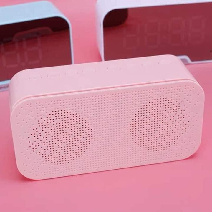 Loa bluetooth tráng gương kèm đồng hồ