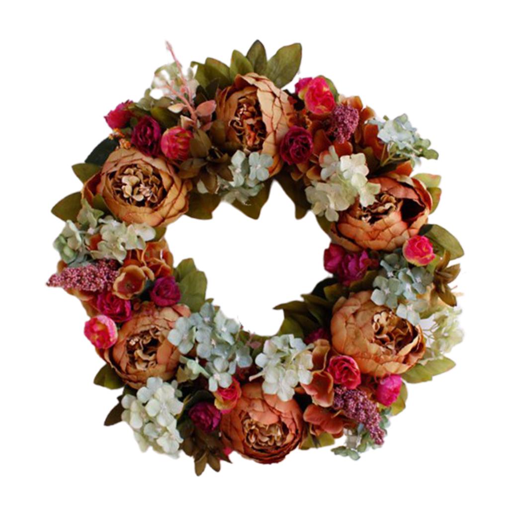 Artificial Flower Wreath Garland Home Front Door Wedding Party Decor, 2 Pcs