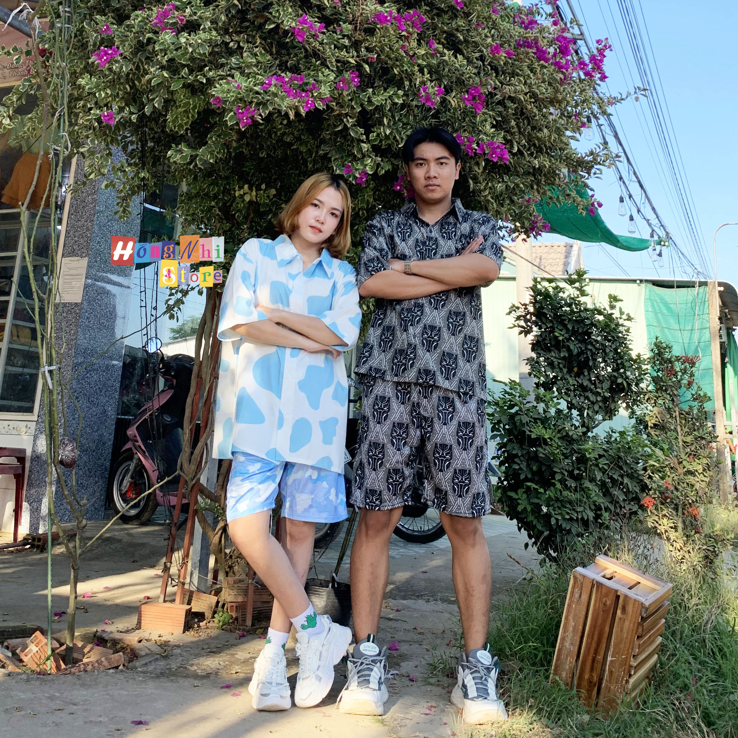 Quần Short Cartoon Unisex, Quần Đùi Hoạt Hình Loang Màu Phiên Bản Mới - MM