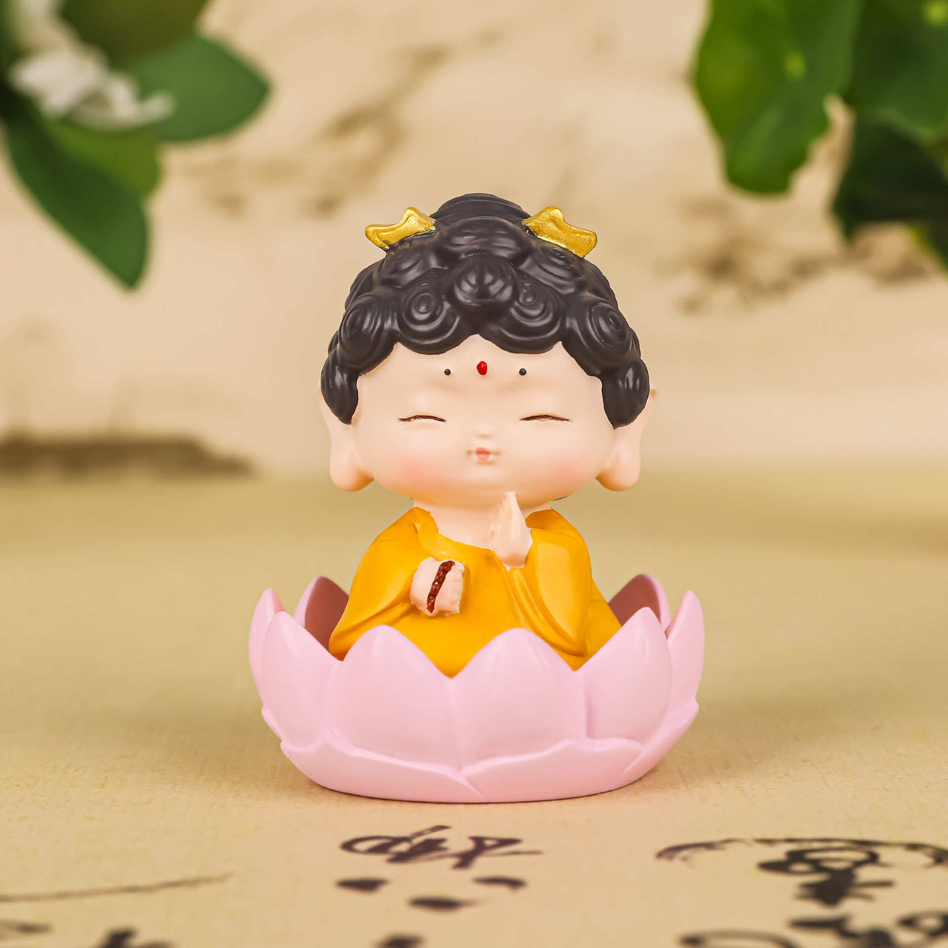 Tượng Phật A di Da Ban Phước Đế Gỗ Hoa Sen Trang Trí Xe Hơi Nhà Cửa_ Hàng chính hãng