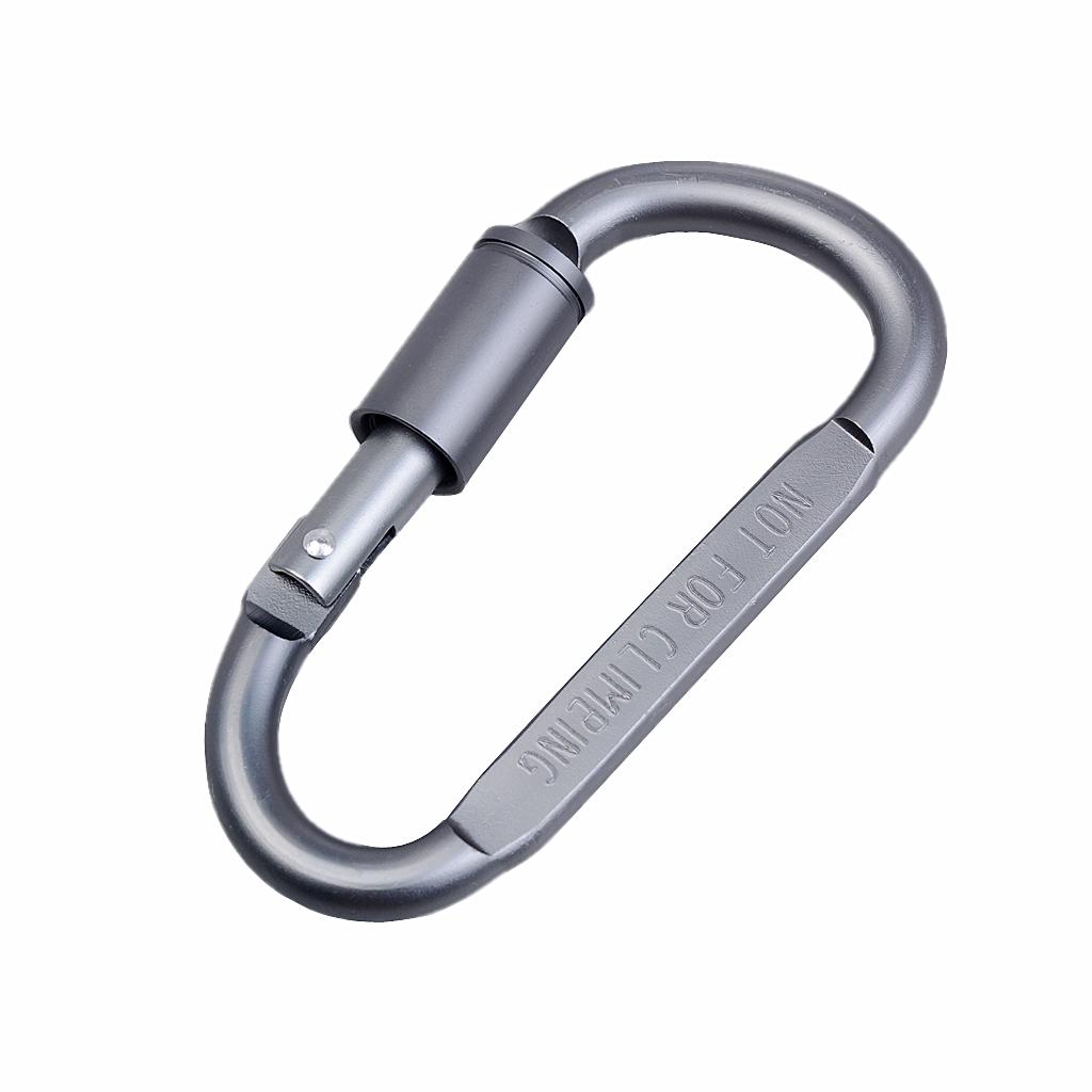 3pcs Tin Alloy D Type Carabiner Keychain Buckle Screw Locking Hook Outdoors