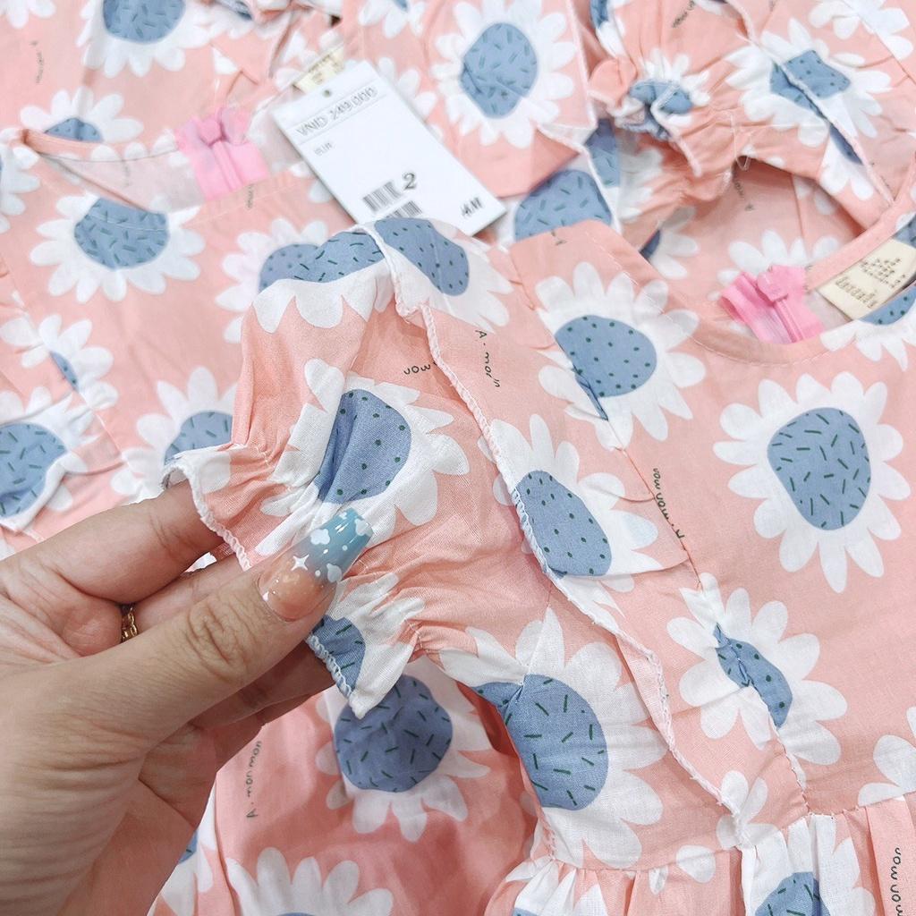 VÁY BÉ GÁI XOÈ HỒNG HOA XANH