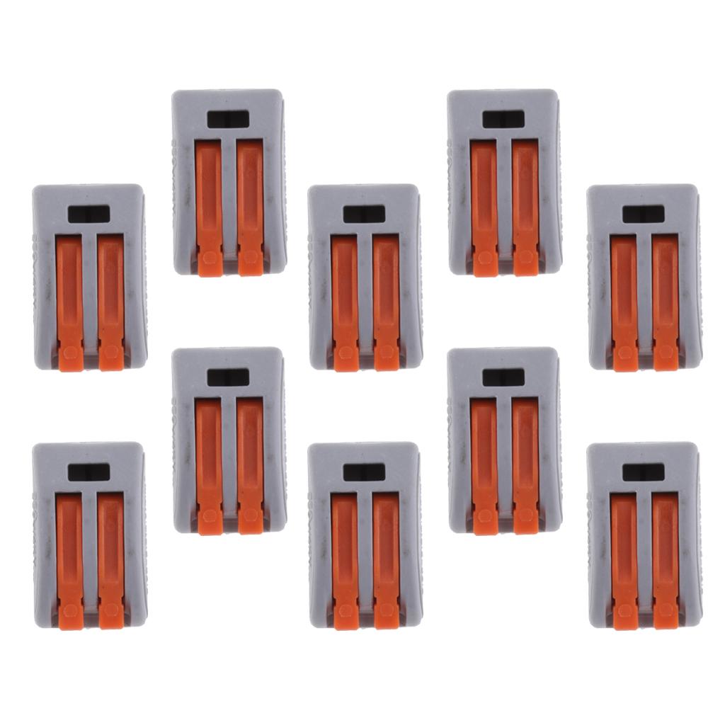 5x10Pcs Spring Lever-Nuts Terminal Block Electric Cable Wire Connectors 2 Way
