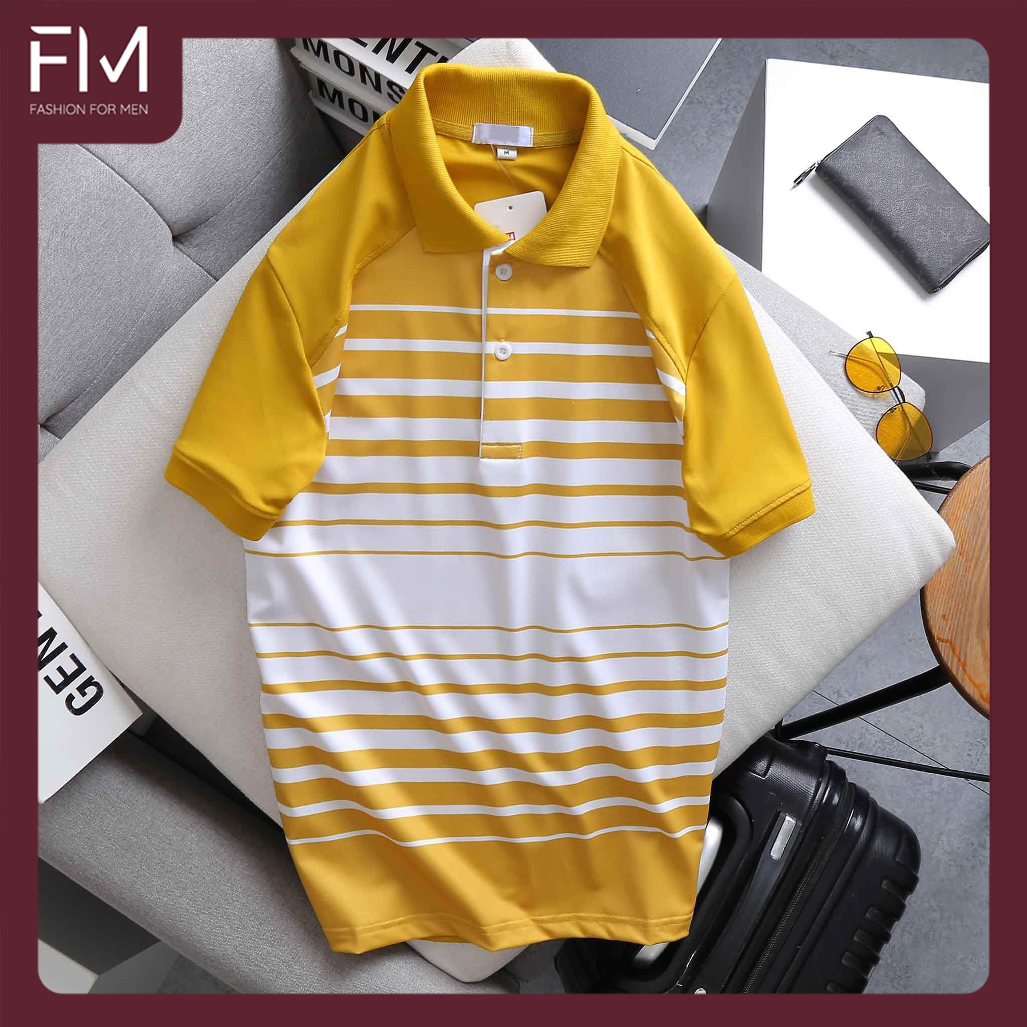 Áo polo nam tay ngắn, sọc trắng ngang ngực, thời trang thanh lịch, chất áo thấm hút mồ hôi - FORMEN SHOP - FMPS156