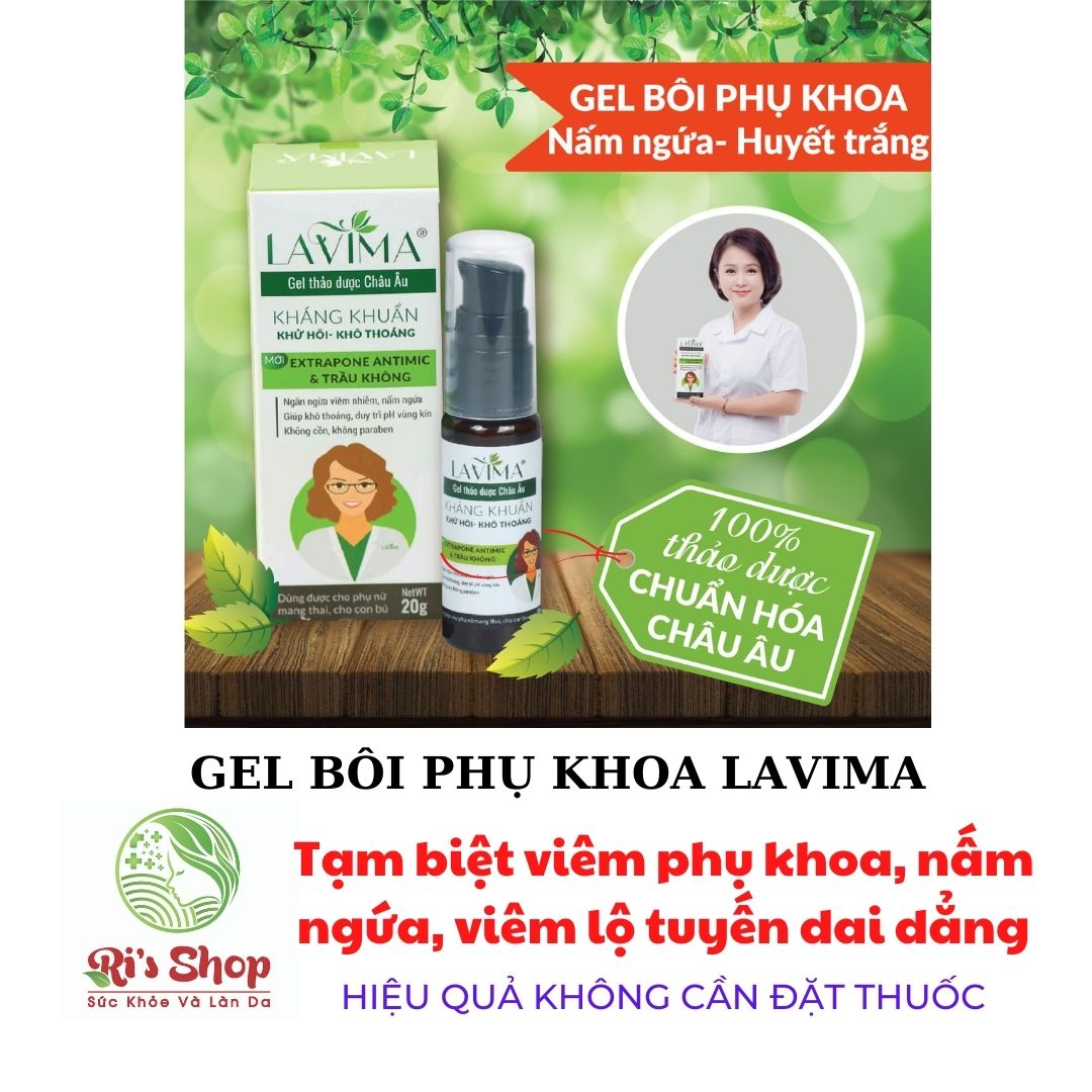 GEL BÔI PHỤ KHOA THẢO DƯỢC LAVIMA 20gram (MẪU MỚI) - GIÚP CÂN BẰNG ĐỘ PH - GIẢM MÙI HÔI VÙNG KÍN - KHÁNG KHUẨN - KHÁNG NẤM - CHỐNG VIÊM VÀ ỨC CHẾ VI KHUẨN