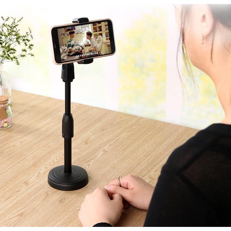 Kẹp điện thoại livestream quay video tiktok, giá đỡ 2 điện thoại để bàn cao cấp, điều chỉnh cao thấp tiện lợi sử dụng