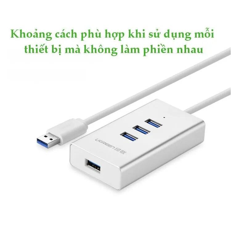 Ugreen UG30236CR126TK 1.5M Màu Trắng Bộ chia Hub USB 3.0 ra 4 cổng usb 3.0 cao cấp - HÀNG CHÍNH HÃNG