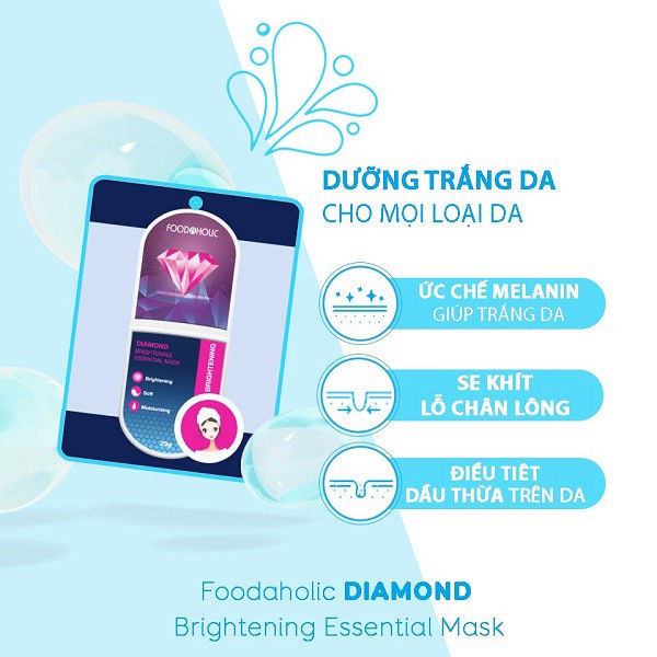 Mặt Nạ Dưỡng Trắng Da Kim Cương Foodaholic DIAMOND Brightening Essential Mask 23g