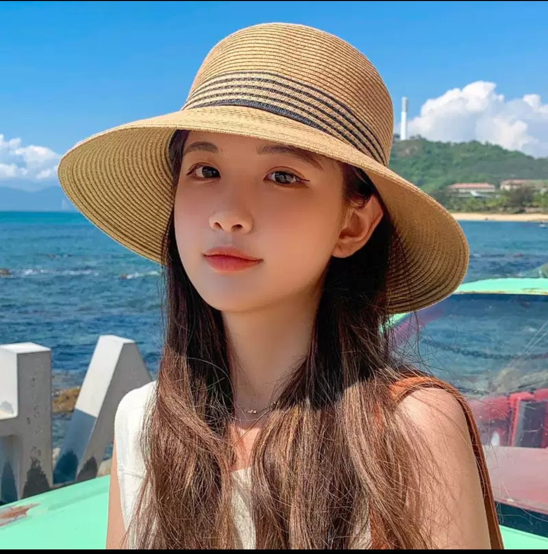 Nón Rộng Vành Đi Du Lịch Biển Mũ Rộng Nữ Chất Liệu Cói Thoáng Mát Viền Sọc Thời Trang Mới Cho Nữ dona25070302