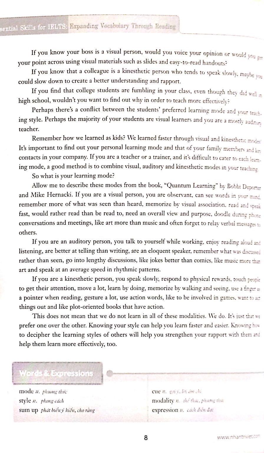 Sách Expanding Vocabulary Through Reading (Không CD)