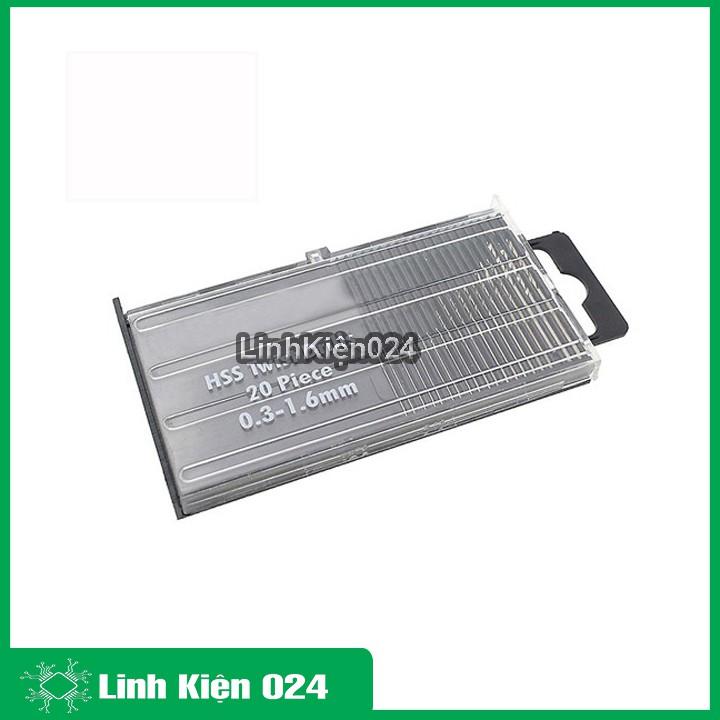 Hộp 20 Mũi Khoan Kim Loại HSS Mini Cao Cấp Siêu Cứng Siêu Sắc (0.3-1.6mm)