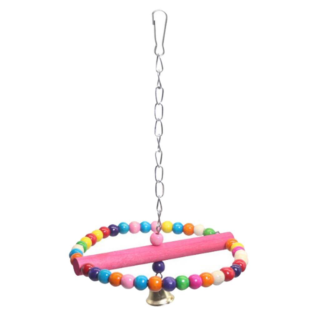 Colorful Wooden Pet Parrot Swing Parakeet Perches Hanging Chewing Climbing Toys