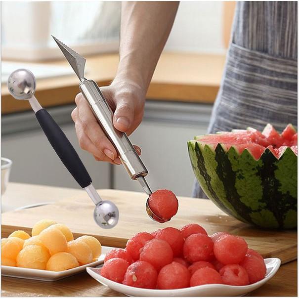 Combo 2 Muỗng 2 Đầu Inox Làm Bingsu Múc Kem Trái Cây Chuyên Dùng