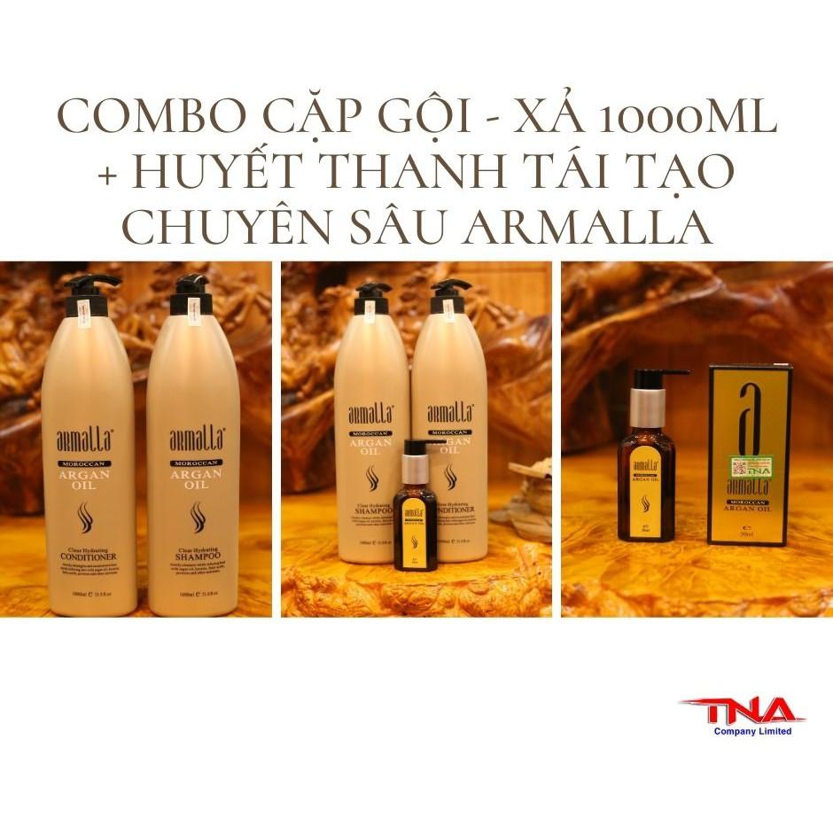 COMBO GỘI - XẢ 1000ML + HUYẾT THANH TÁI TẠO TÓC CHUYÊN SÂU ARMALLA