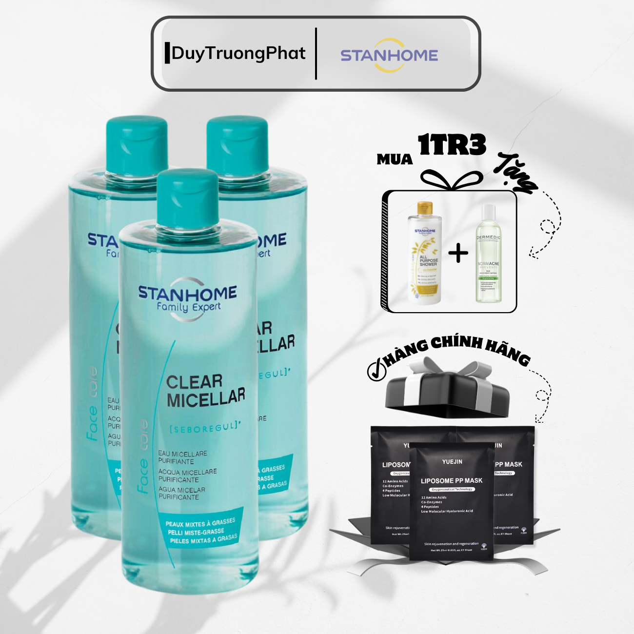 Stanhome Clear Micellar Nước Rửa Mặt & Tẩy Trang 2 In 1 Cho Da Dầu Mụn, Da Nhạy Cảm 400ml