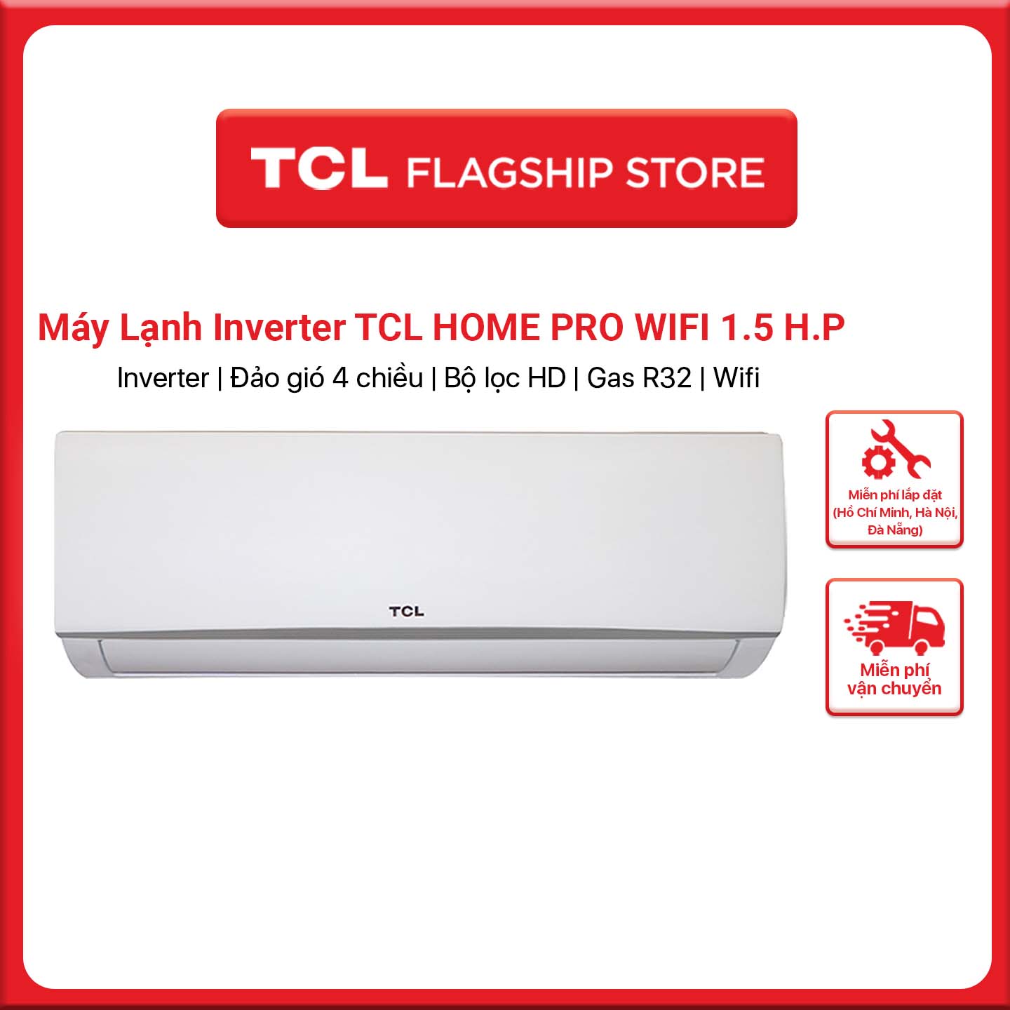 Máy lạnh Inverter TCL TAC-13CSD/XA66-WI - 1.5 HP - 12.000 BTU công nghệ Turbo - Hàng chính hãng