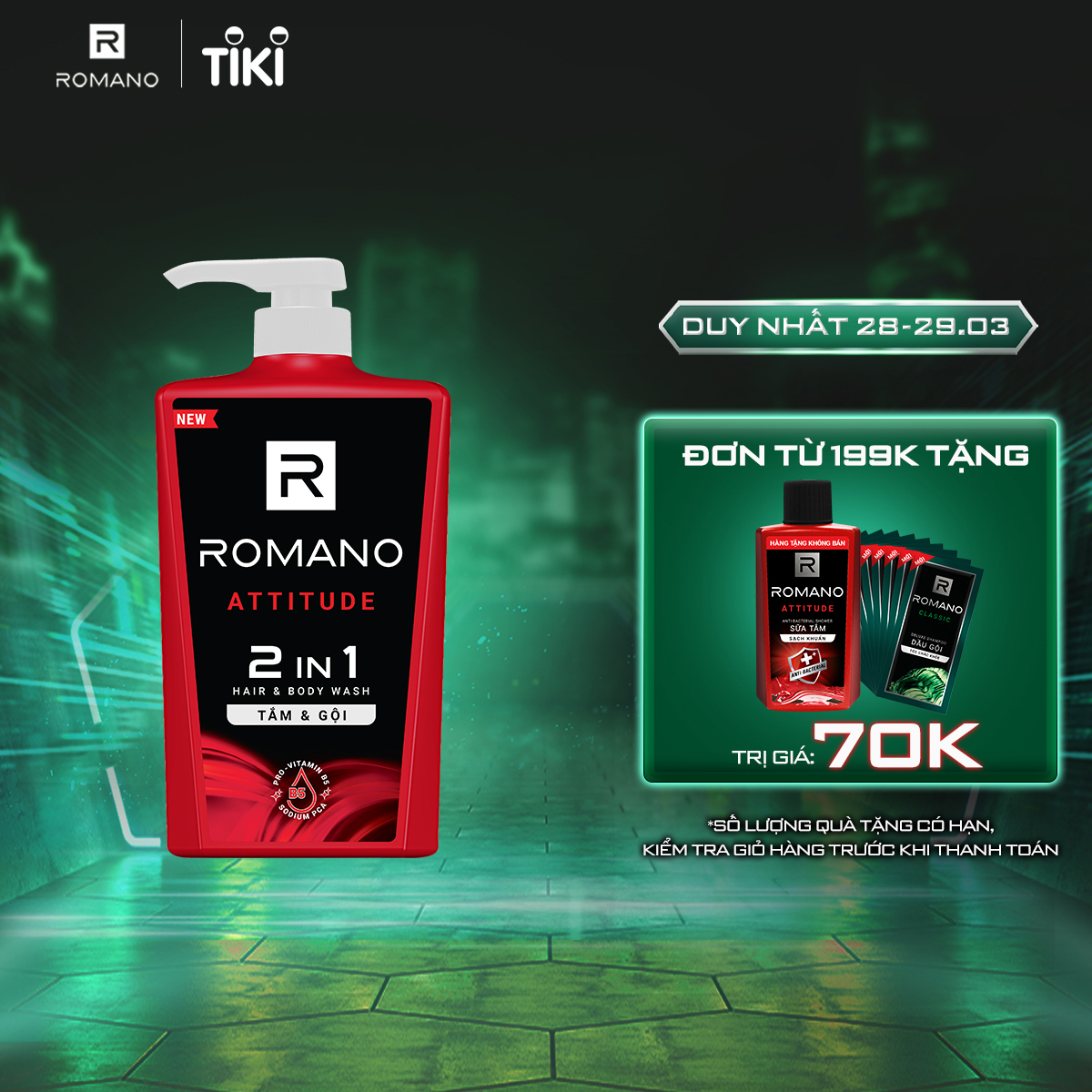 Tắm gội 2 trong 1 Romano Attitude 650g